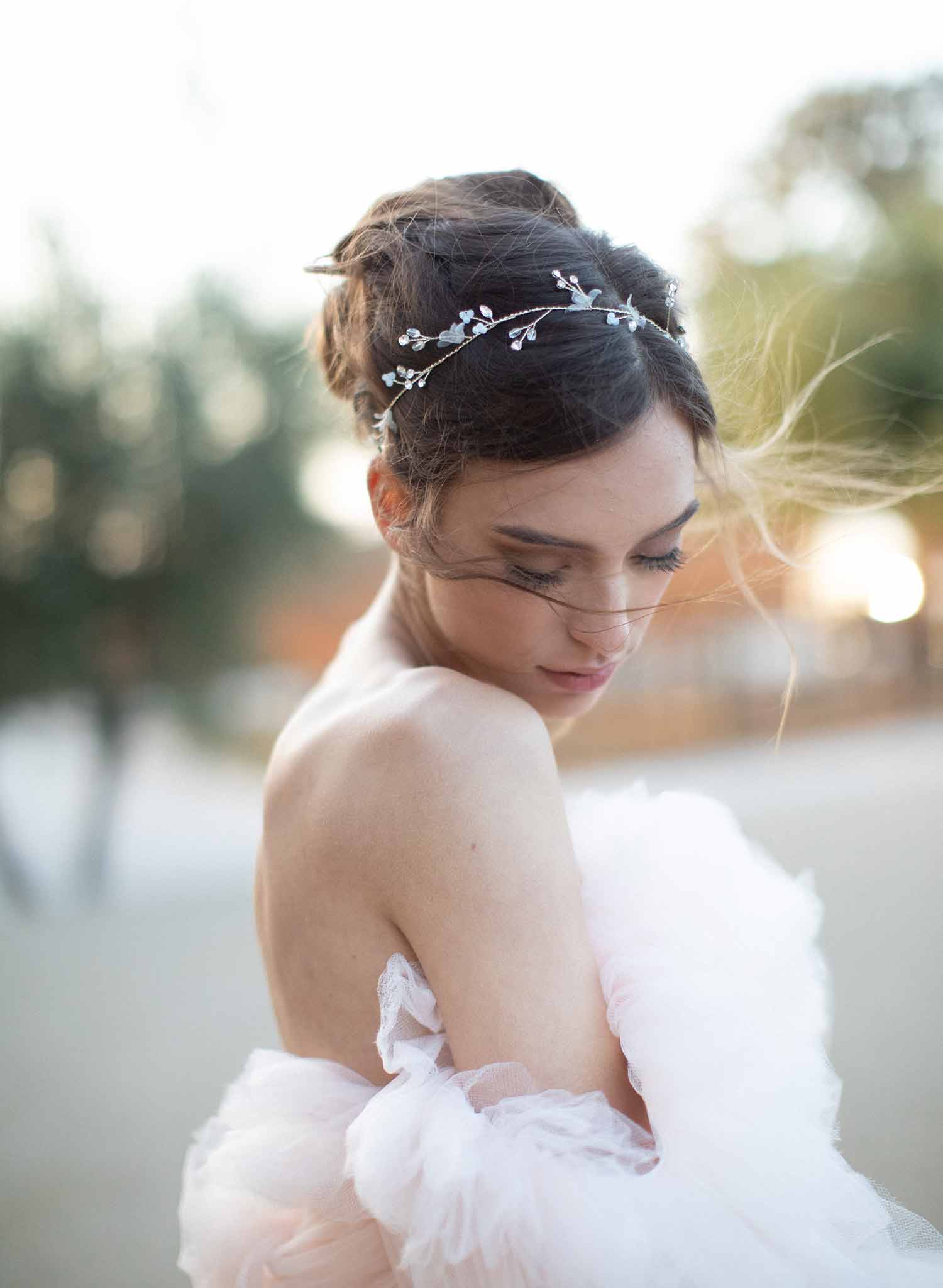 Daintiest crystal and blossom hair vine - Style #2041