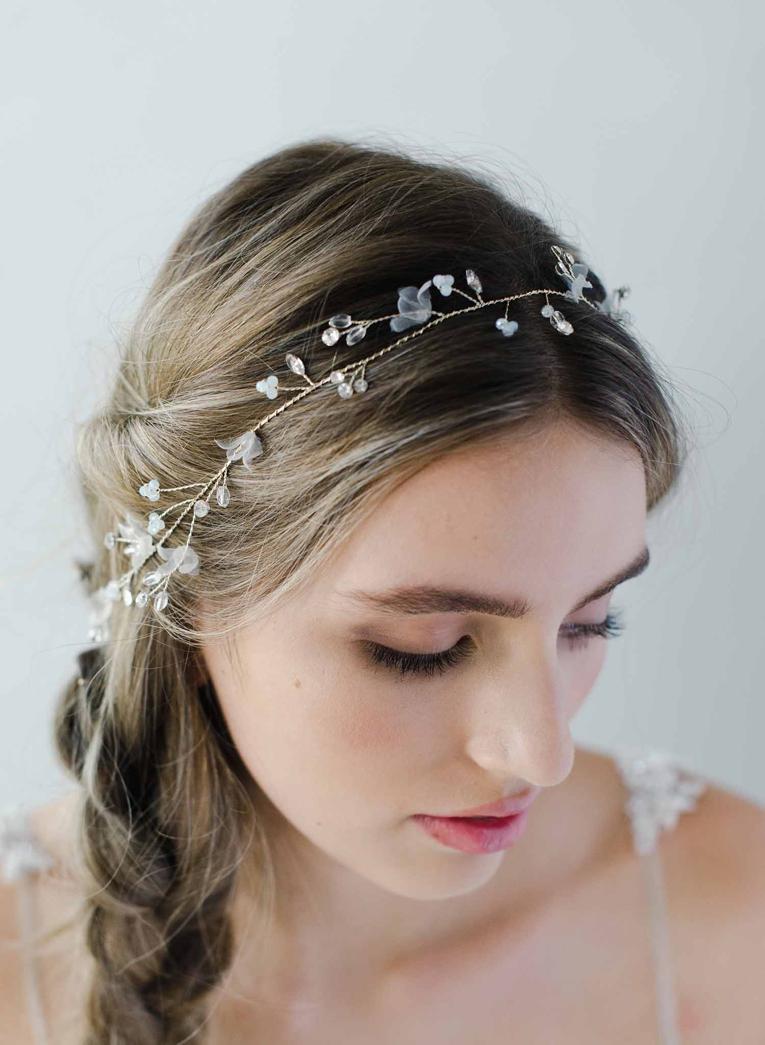 Daintiest crystal and blossom hair vine - Style #2041