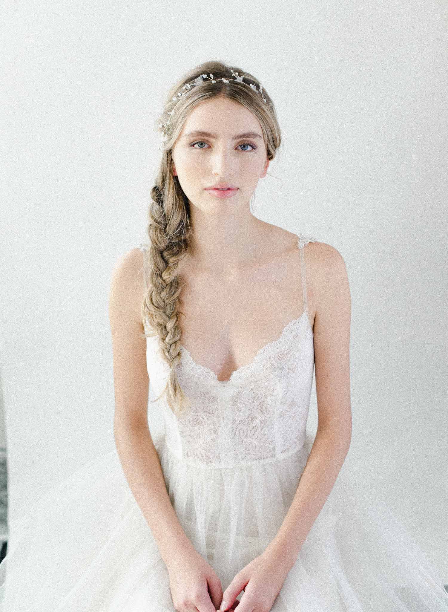 Daintiest crystal and blossom hair vine - Style #2041