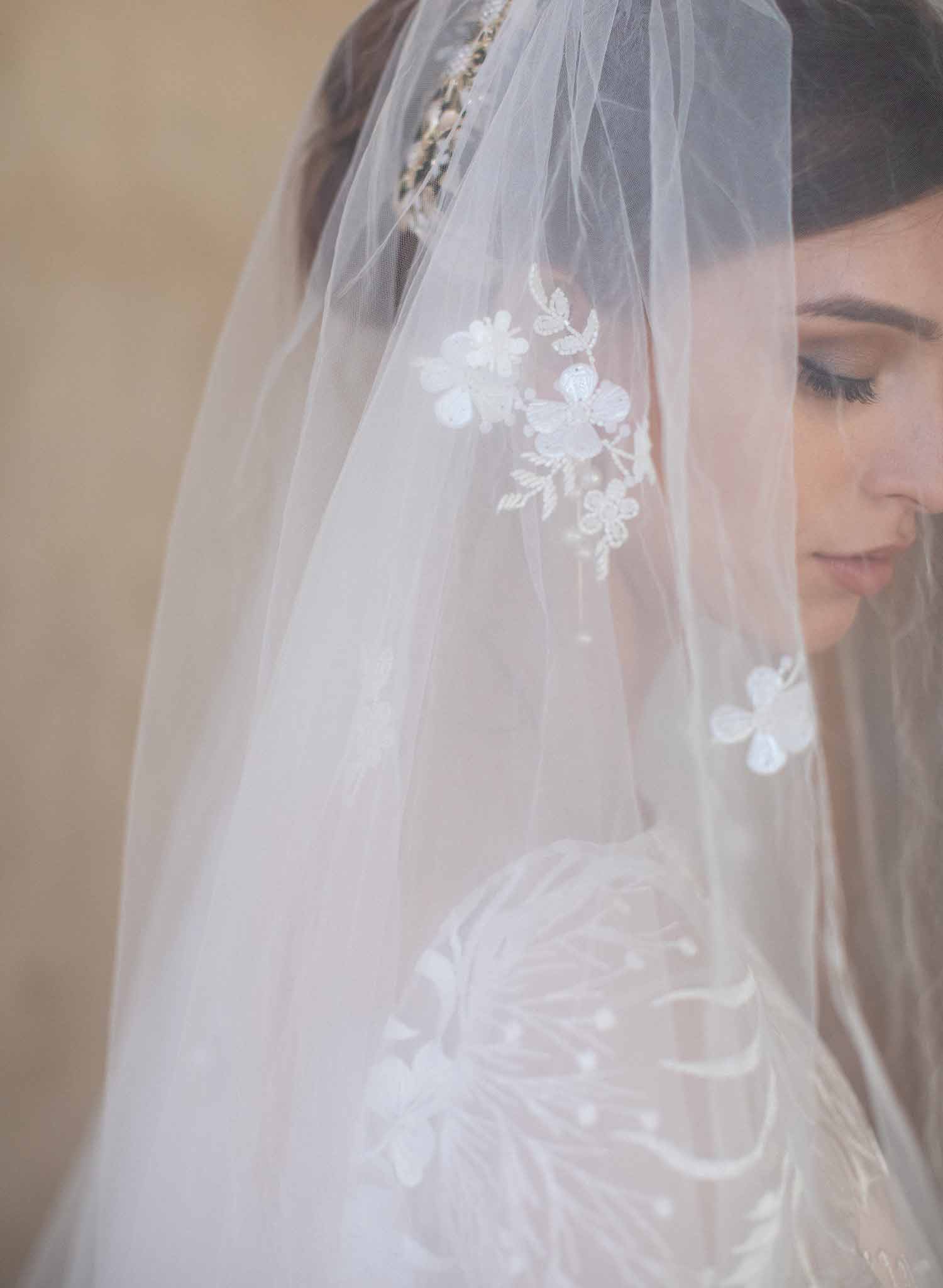 Floral beauty bridal embroidered veil - Style #2067