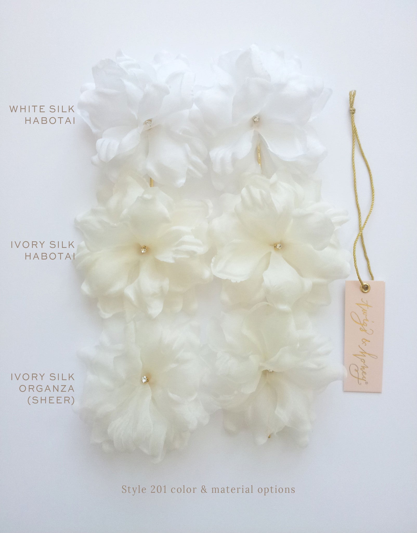 "Silk blossom pair, medium - Style #201"