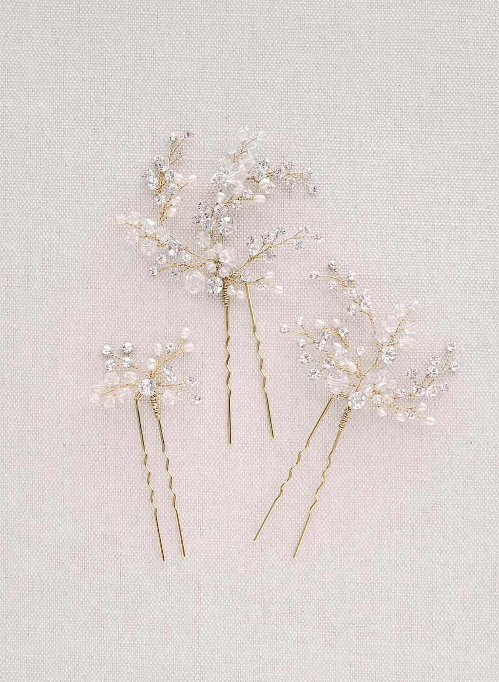 "crystal baby's breath bridal hair pins set, twigs & honey"