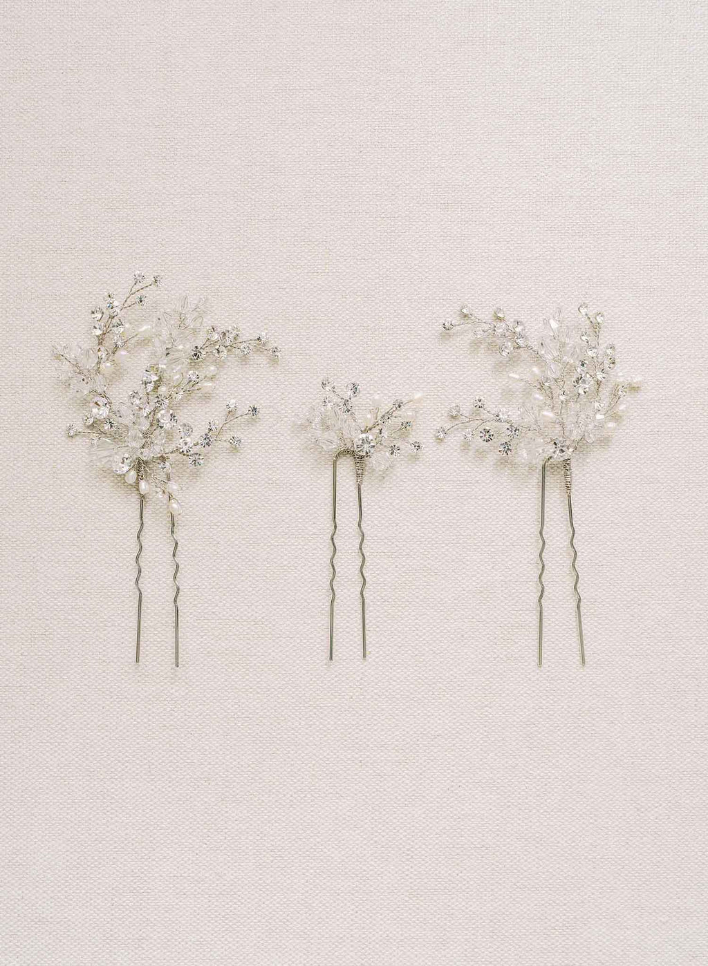 Crystal baby's breath hair pin set of 3 - Style #2117