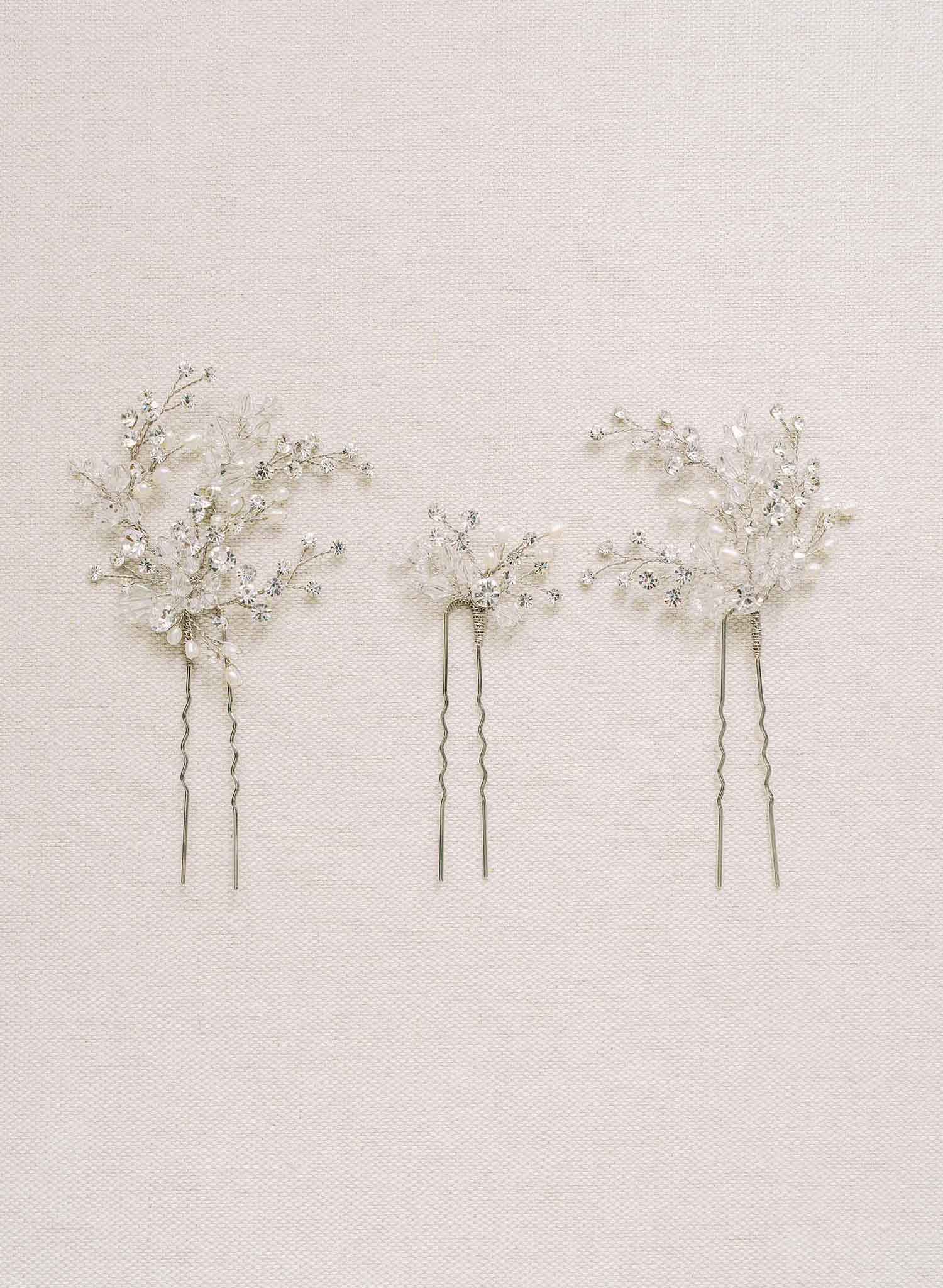 Crystal baby's breath hair pin set of 3 - Style #2117