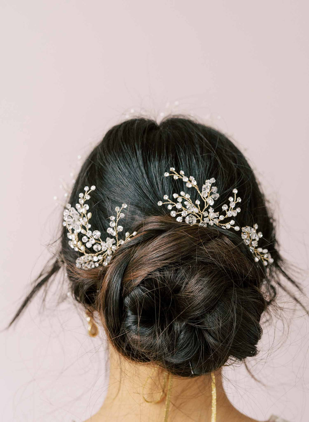 Crystal baby's breath hair pin set of 3 - Style #2117