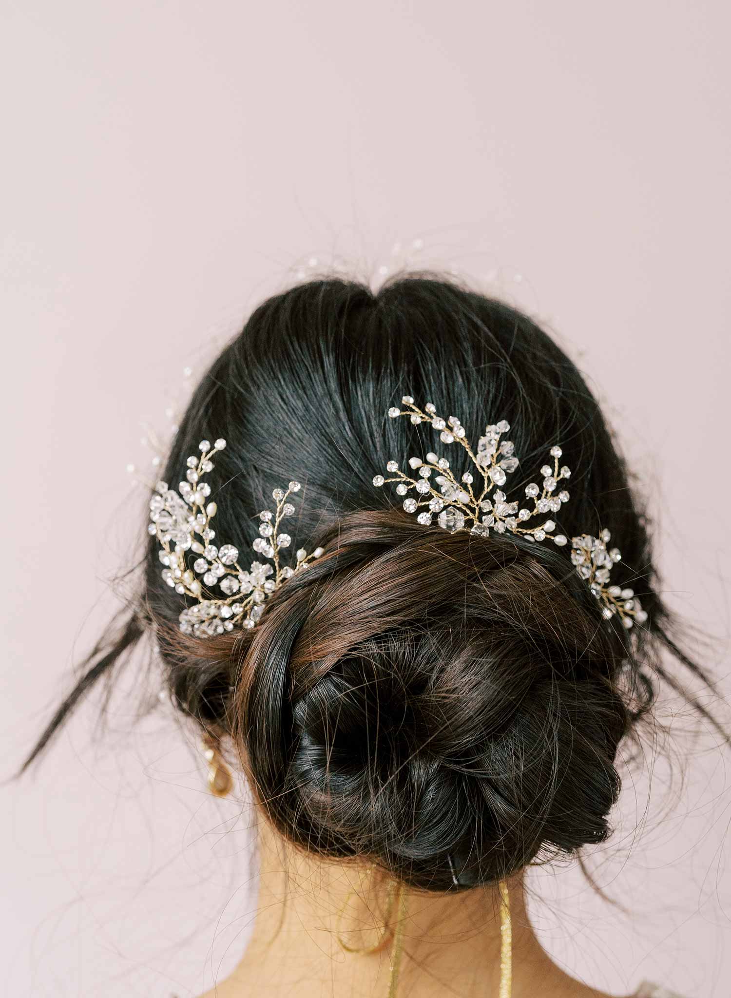 Crystal baby's breath hair pin set of 3 - Style #2117