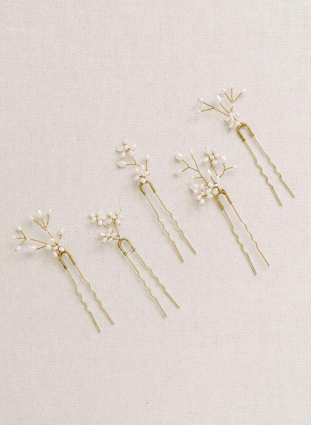 Baby's breath freshwater hair pin set of 5 - Style #2158