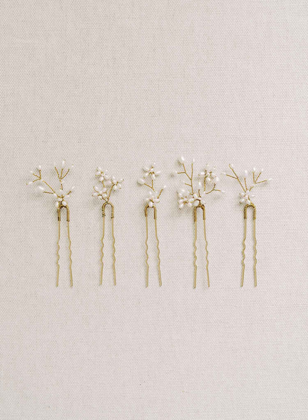 Baby's breath freshwater hair pin set of 5 - Style #2158