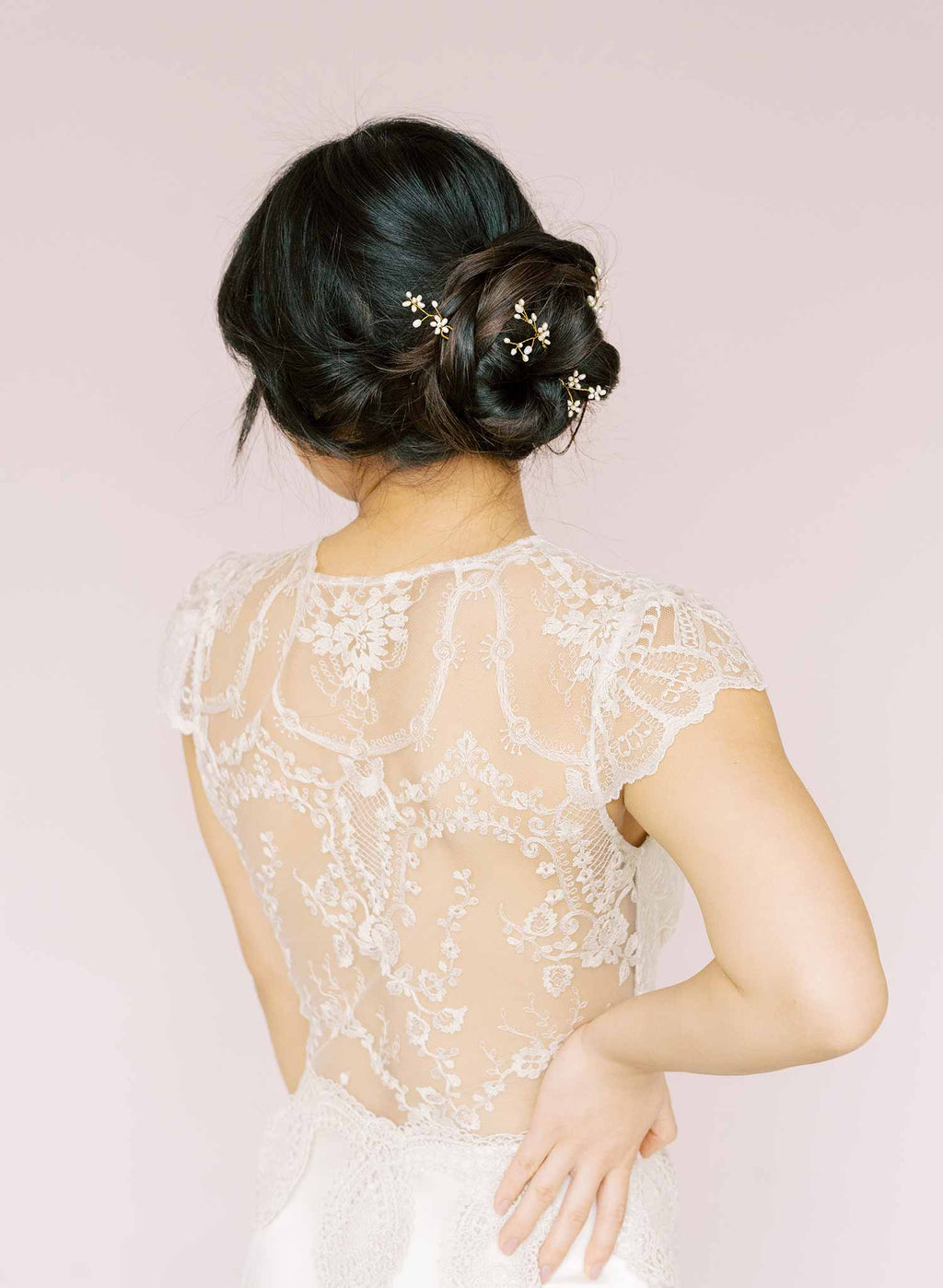 Baby's breath freshwater hair pin set of 5 - Style #2158