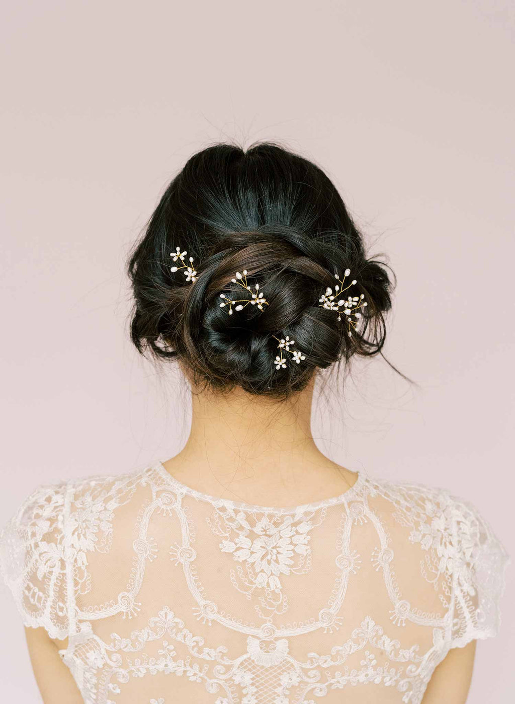 Baby's breath freshwater hair pin set of 5 - Style #2158