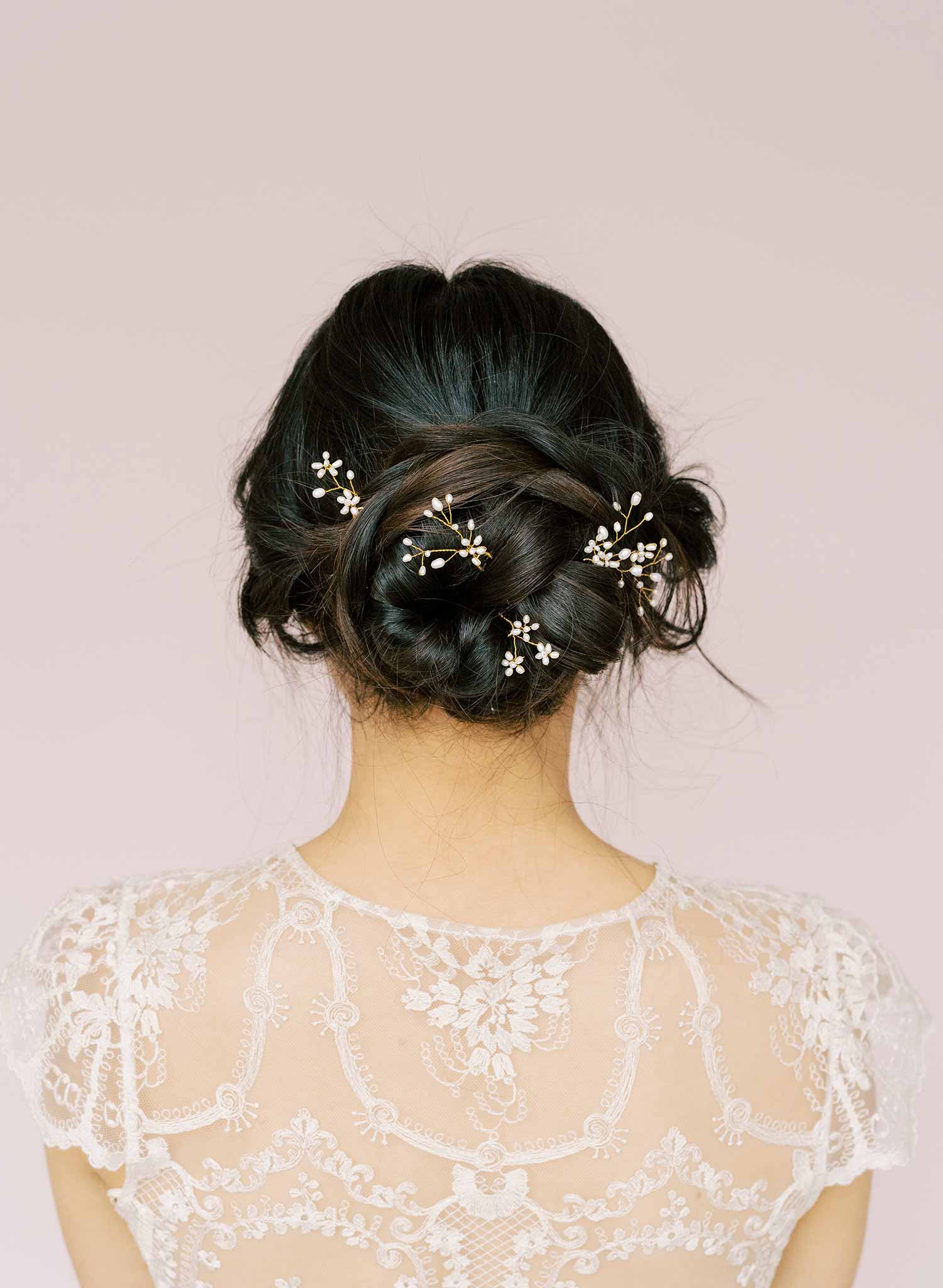 Baby's breath freshwater hair pin set of 5 - Style #2158