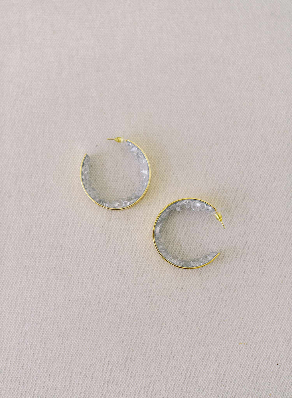 Crystal geode gold hoop earrings - Style #2316
