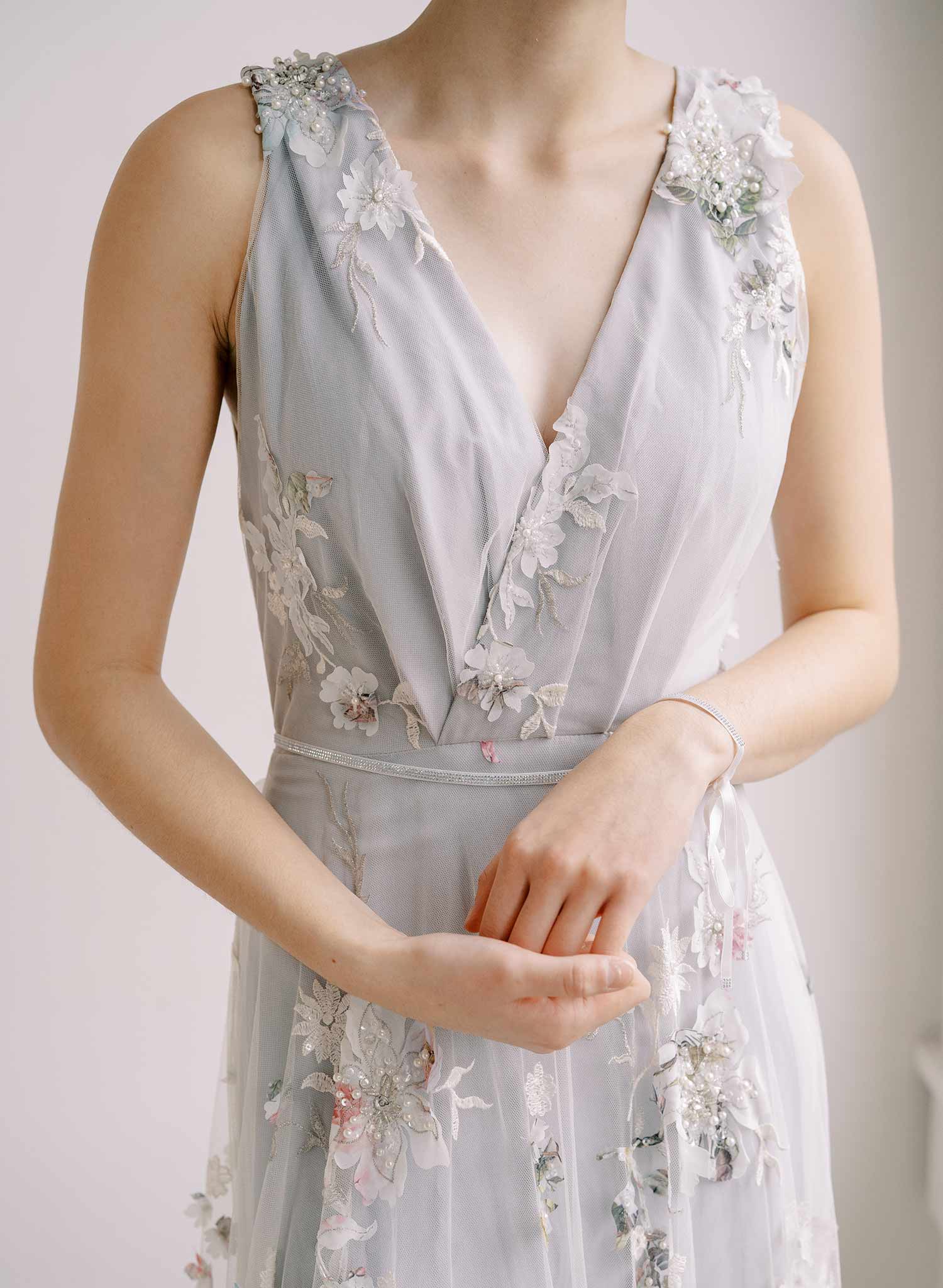 Crystal encrusted silk ribbon belt - Style #2337