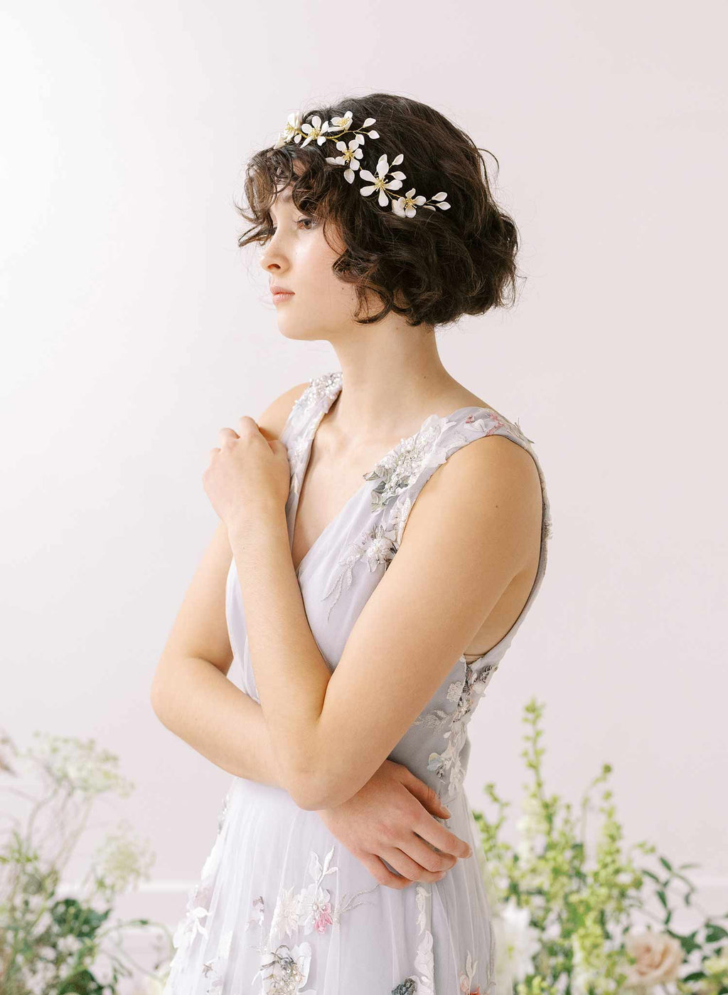 Blooming magnolia bridal hair vine - Style #2342