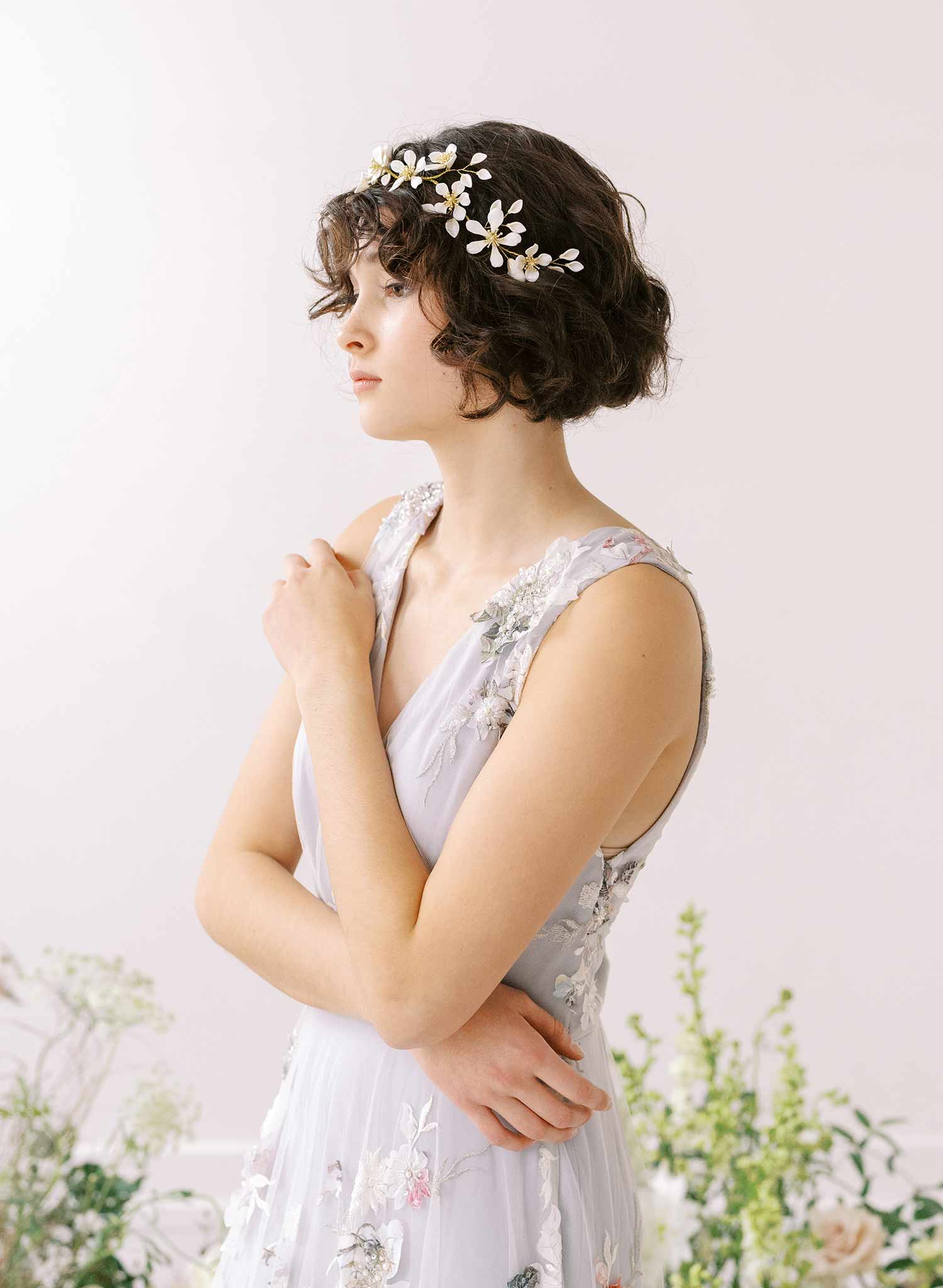 Blooming magnolia bridal hair vine - Style #2342