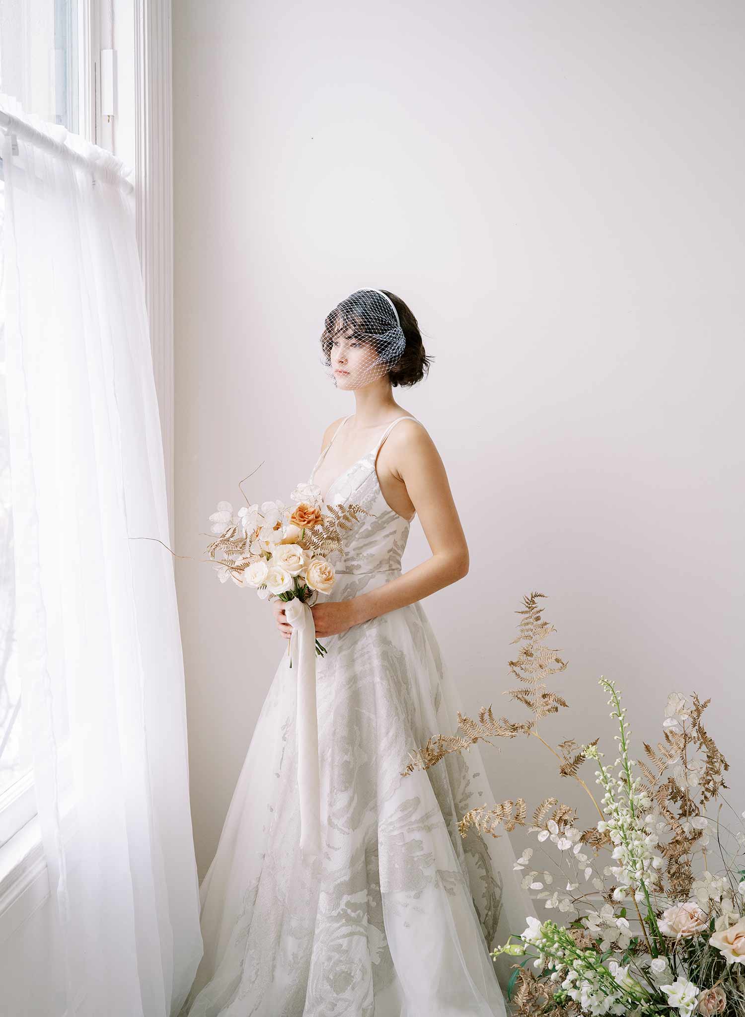 "Bridal birdcage headband veil, plain - Style #2350"