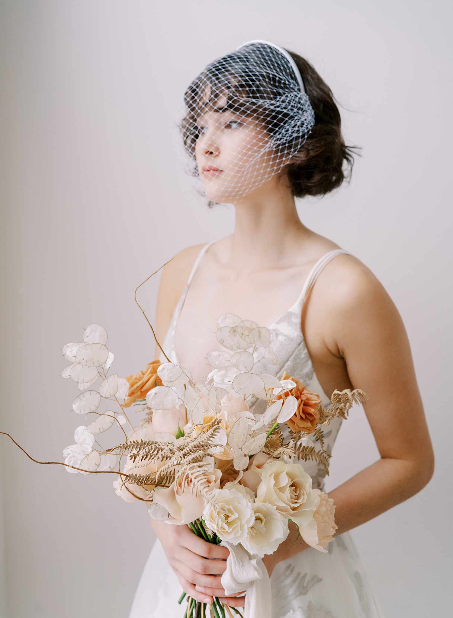 "Bridal birdcage headband veil, plain - Style #2350"