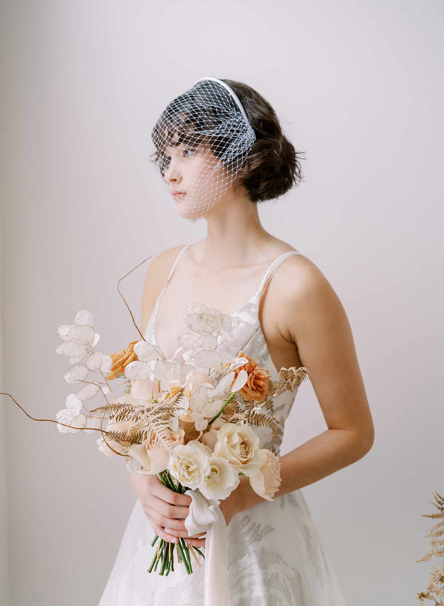 "Bridal birdcage headband veil, plain - Style #2350"