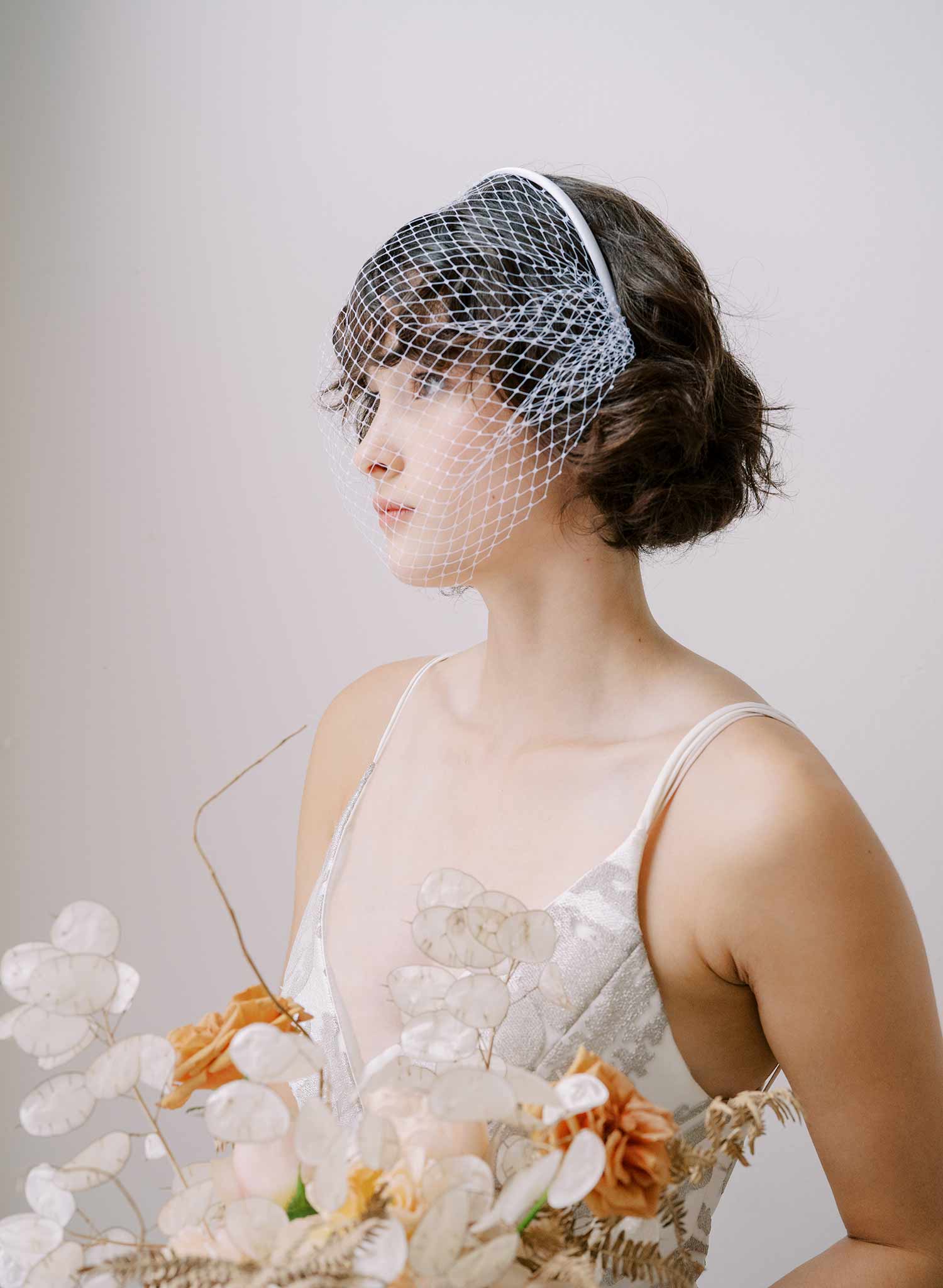 "Bridal birdcage headband veil, plain - Style #2350"