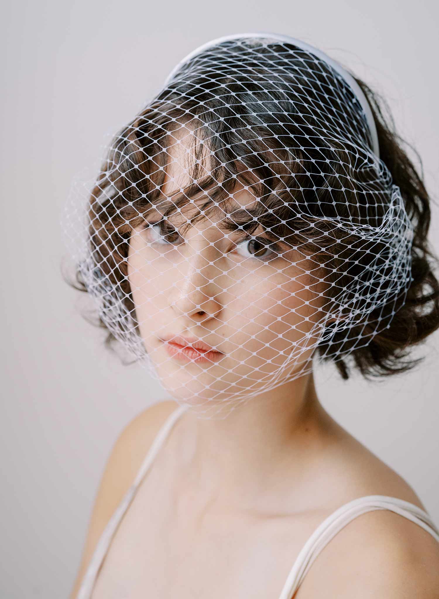 "Bridal birdcage headband veil, plain - Style #2350"