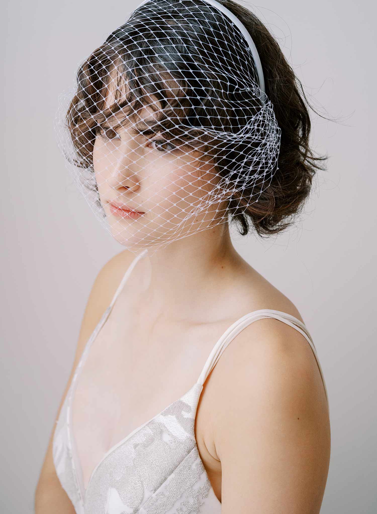 "Bridal birdcage headband veil, plain - Style #2350"