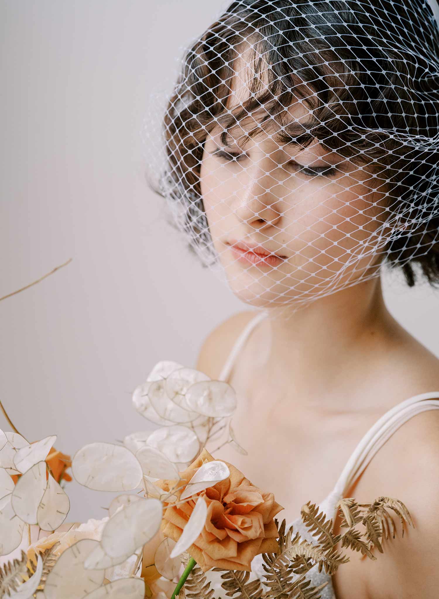 "Bridal birdcage headband veil, plain - Style #2350"