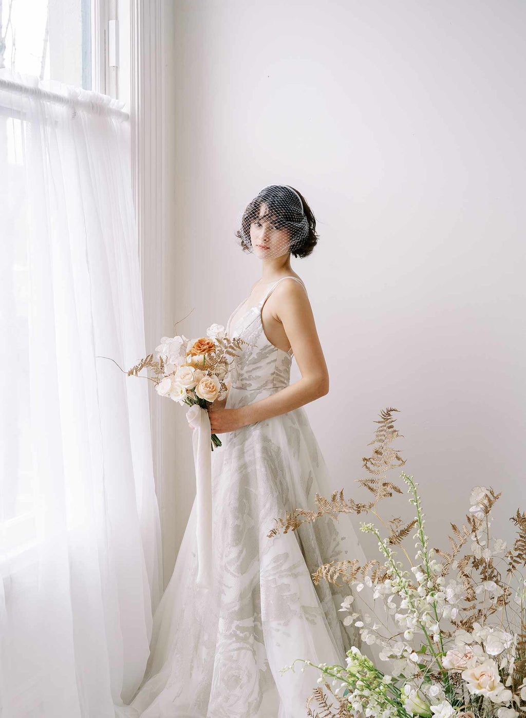 "Bridal birdcage headband veil, plain - Style #2350"