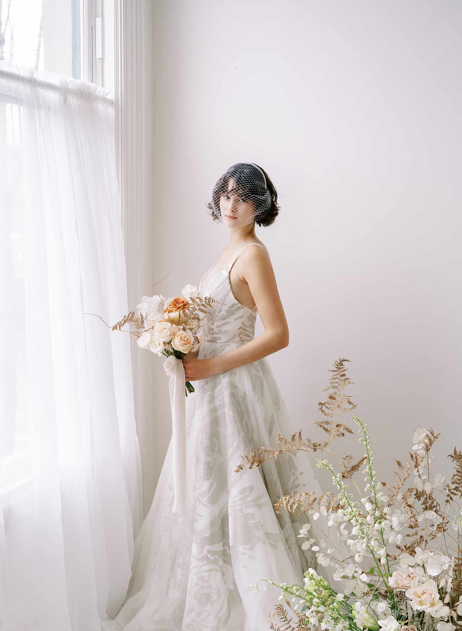 "Bridal birdcage headband veil, plain - Style #2350"