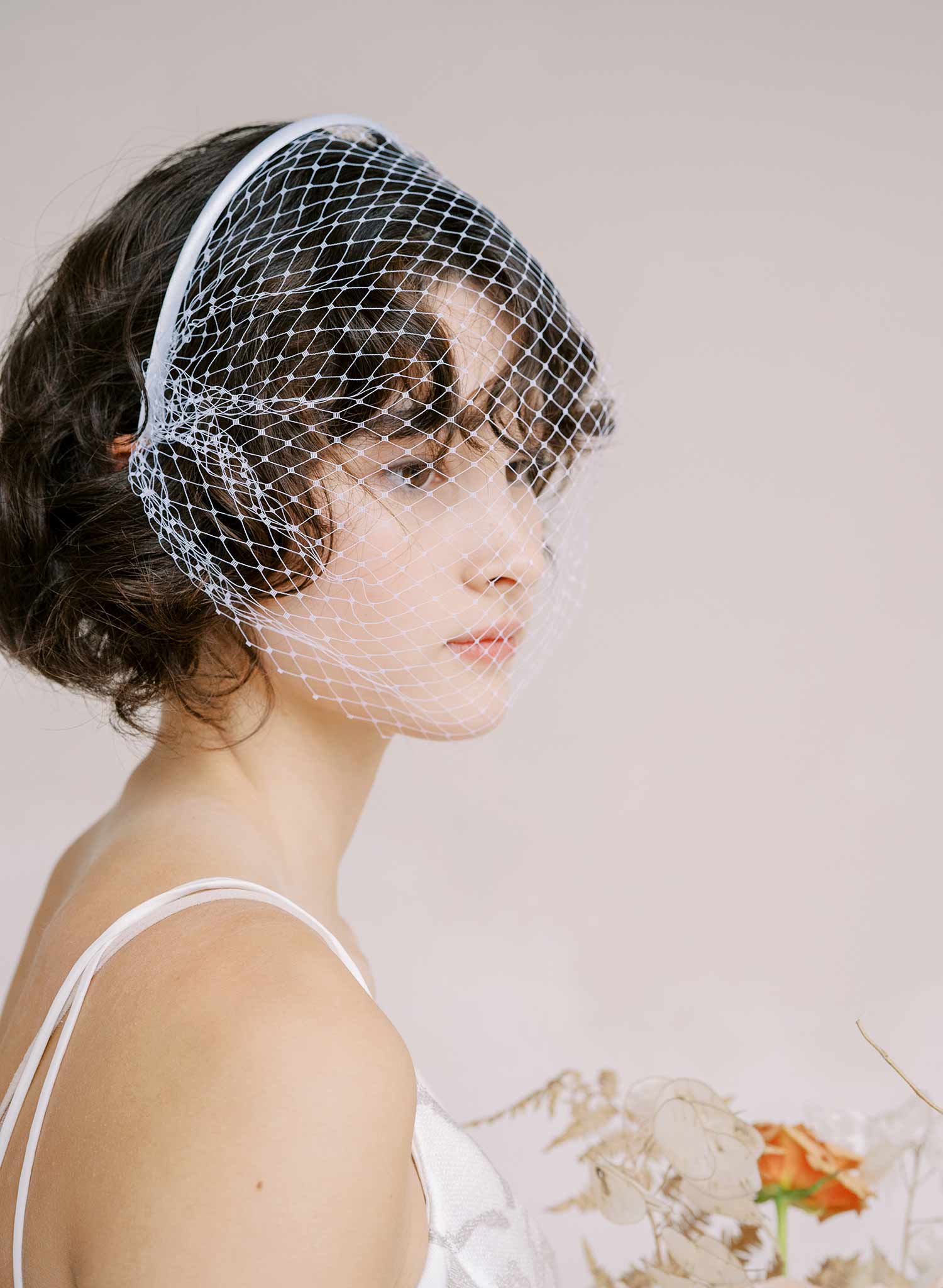 "Bridal birdcage headband veil, plain - Style #2350"