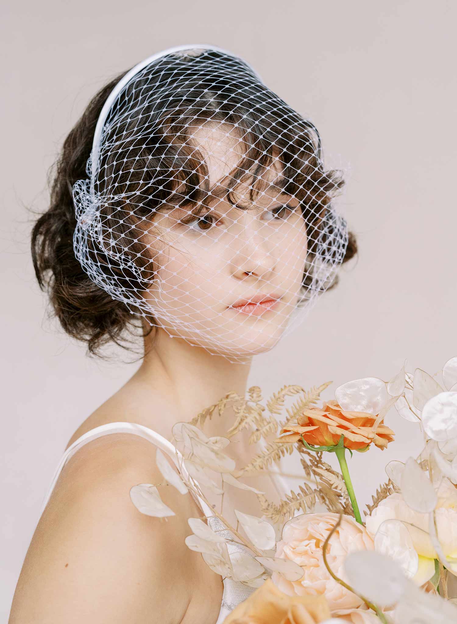 "Bridal birdcage headband veil, plain - Style #2350"
