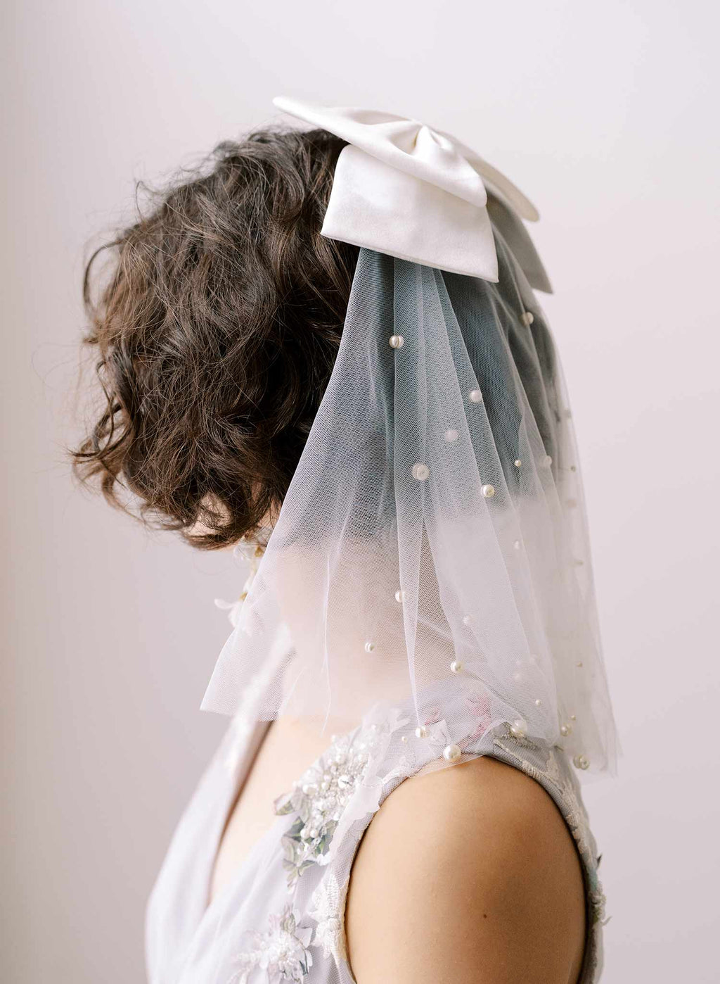 "Whisper tulle, short pearl veil - Style #2353"