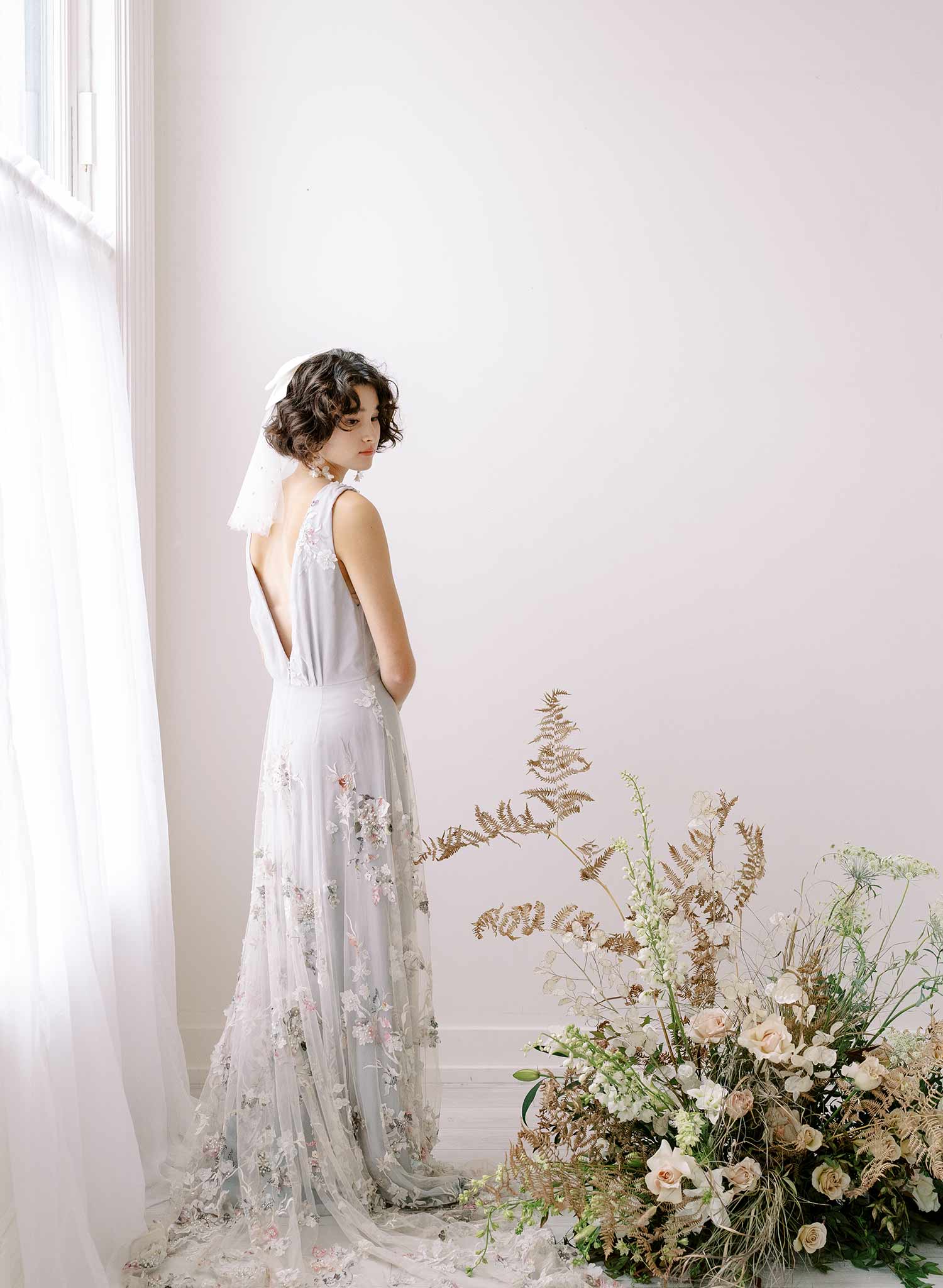 "Whisper tulle, short pearl veil - Style #2353"