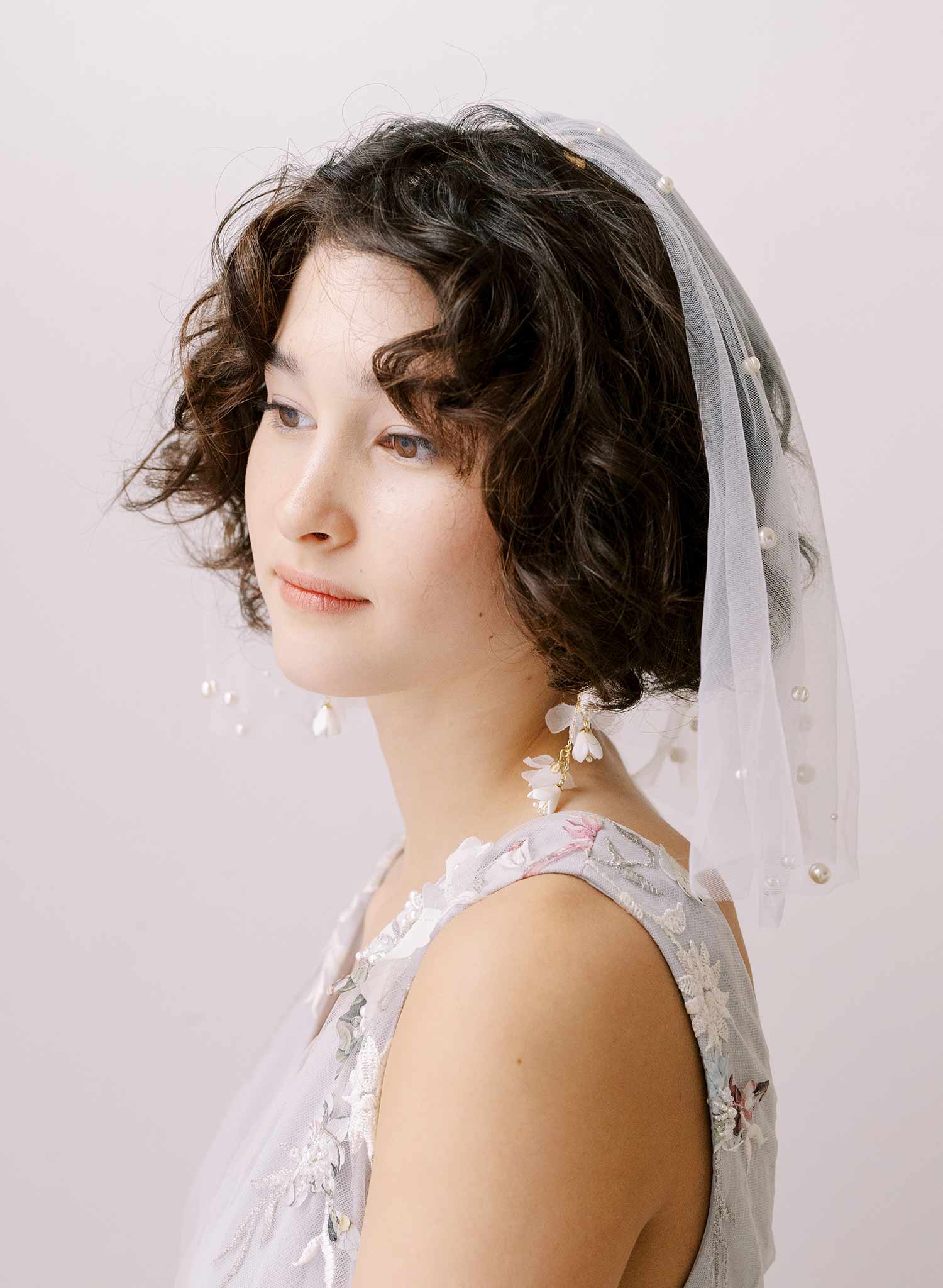 "Whisper tulle, short pearl veil - Style #2353"