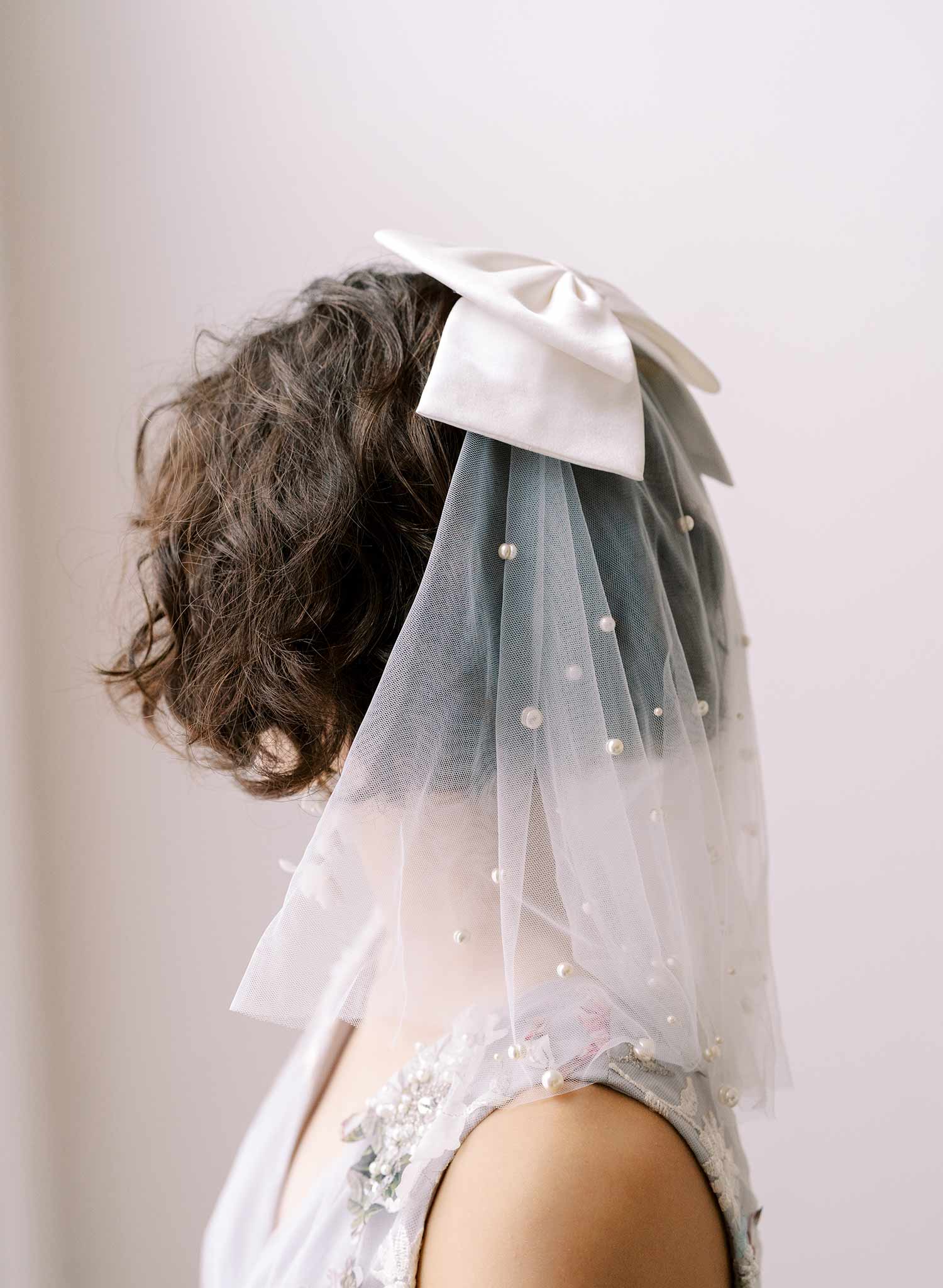"Whisper tulle, short pearl veil - Style #2353"
