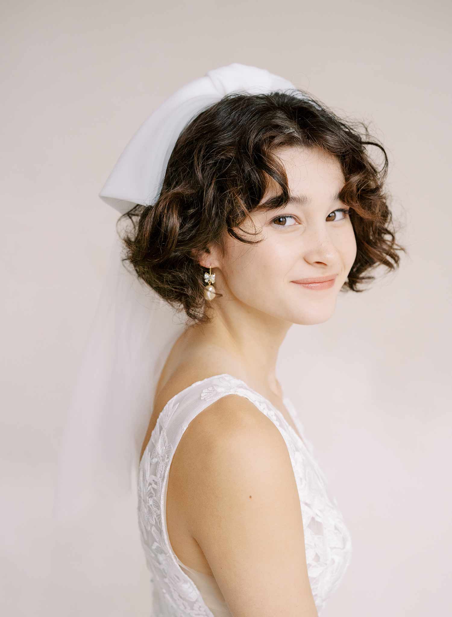Drapey tulle bridal bow hair comb - Style #2356