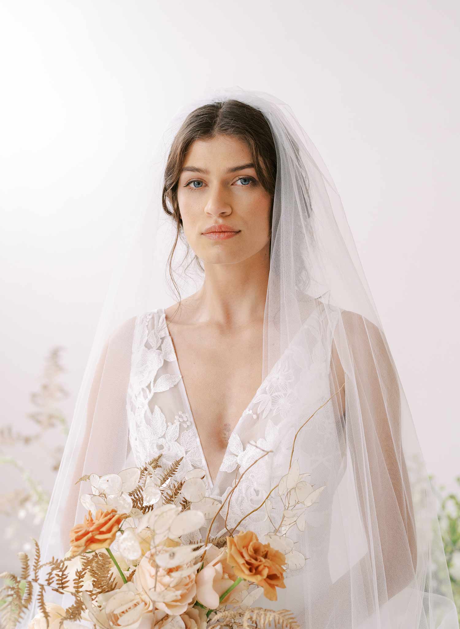 "Organza edge veil with blusher, cathedral length - Style #2360"