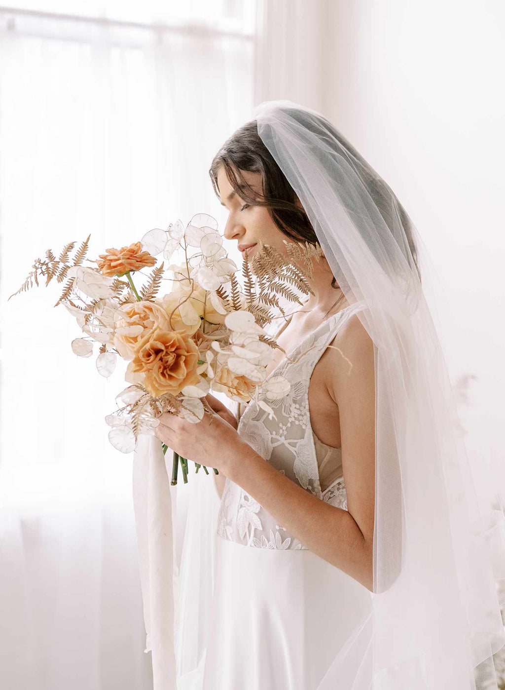 "Organza edge veil with blusher, cathedral length - Style #2360"