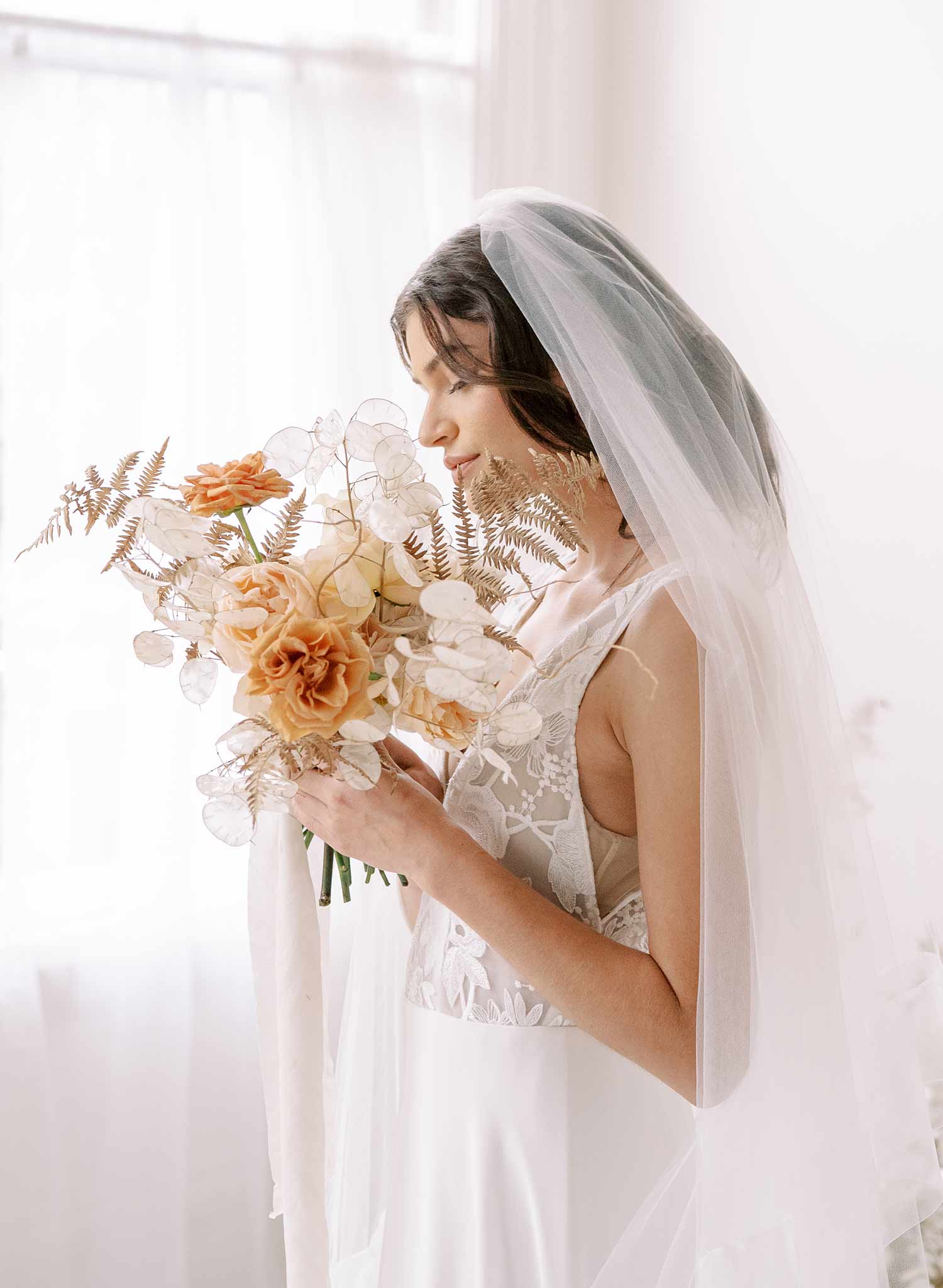 "Organza edge veil with blusher, cathedral length - Style #2360"