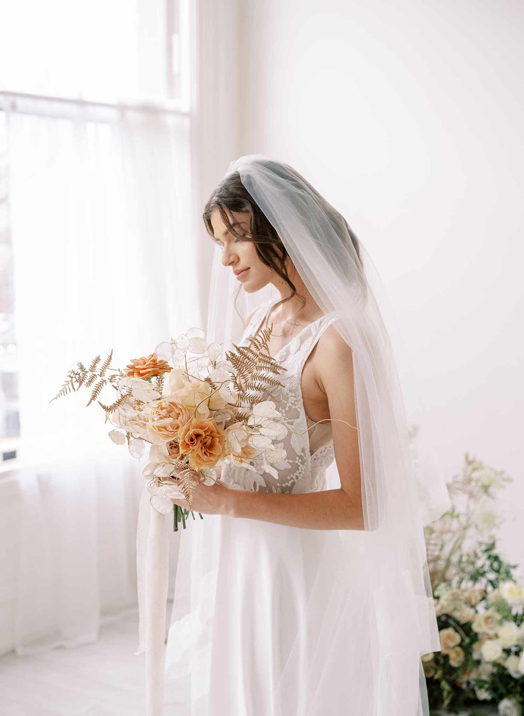 "Organza edge veil with blusher, cathedral length - Style #2360"