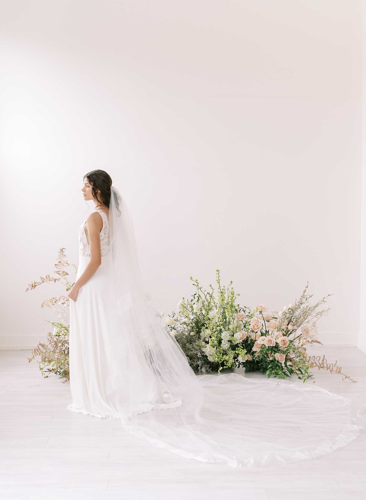 "Organza edge veil with blusher, cathedral length - Style #2360"