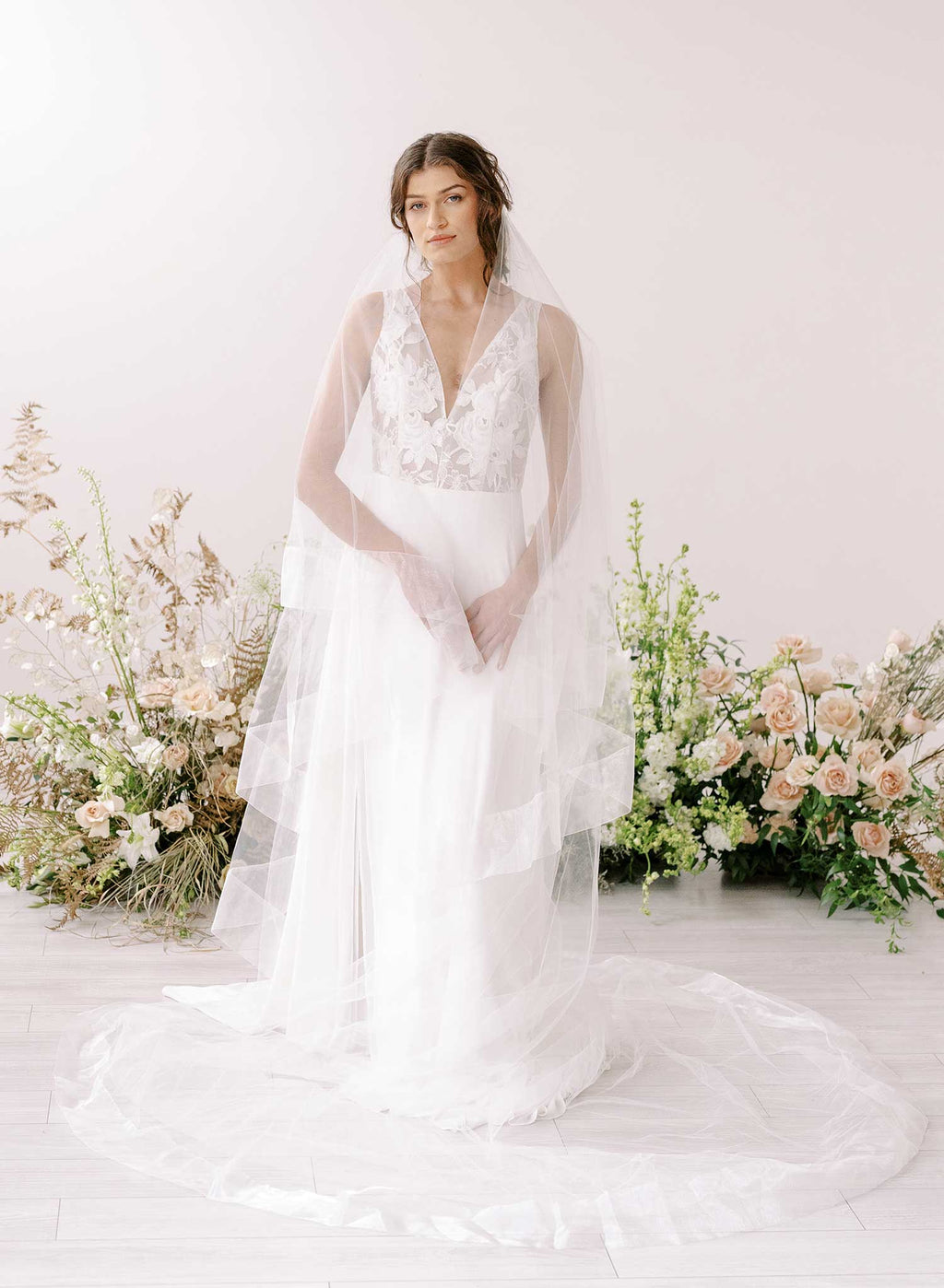 "Organza edge veil with blusher, cathedral length - Style #2360"