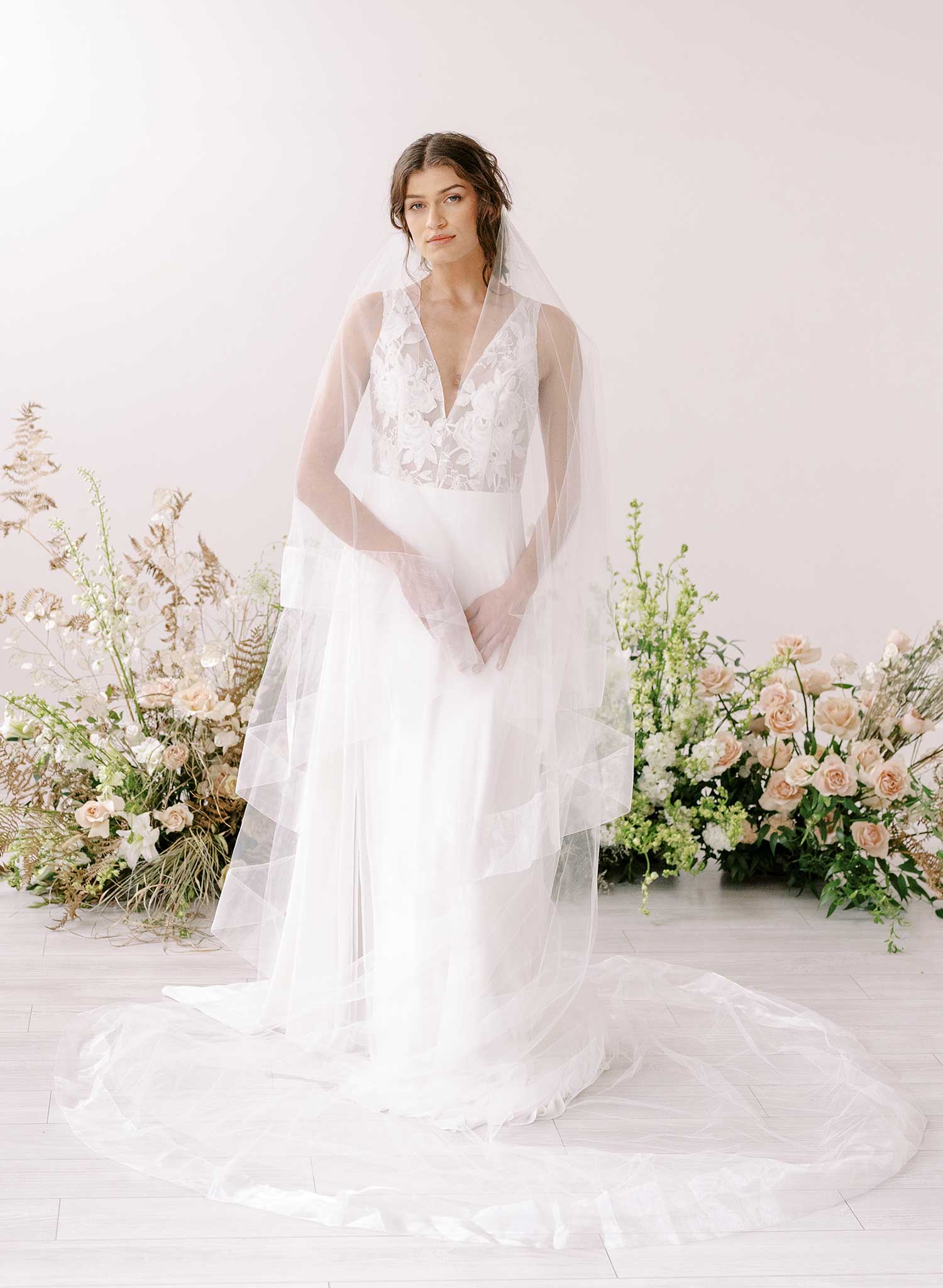 "Organza edge veil with blusher, cathedral length - Style #2360"