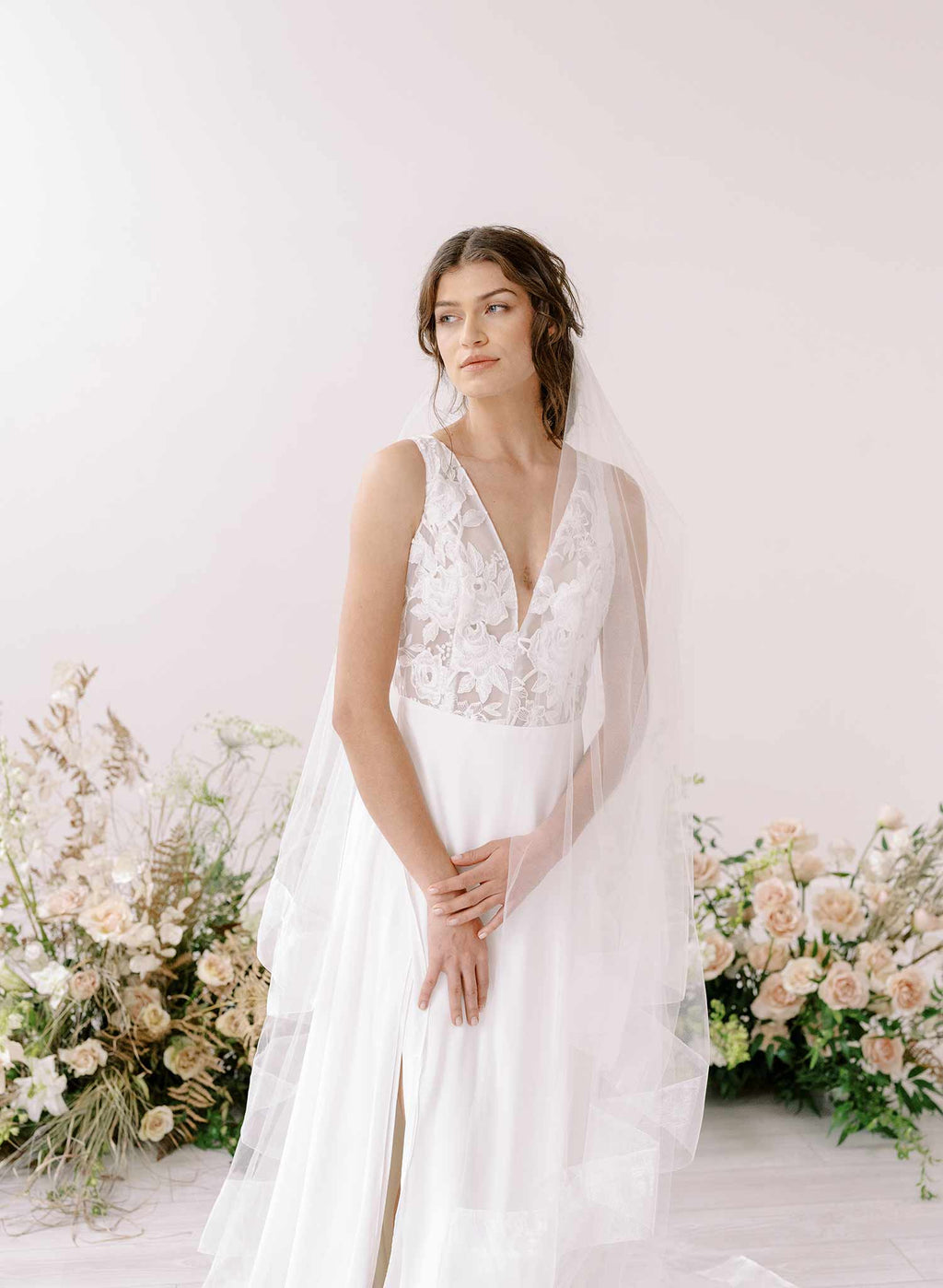 "Organza edge veil with blusher, cathedral length - Style #2360"