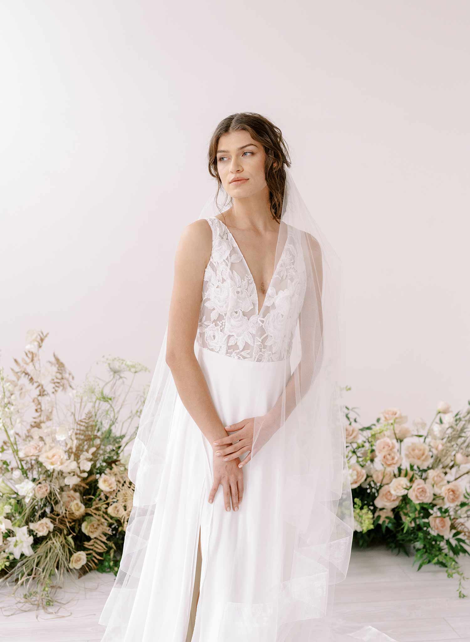 "Organza edge veil with blusher, cathedral length - Style #2360"