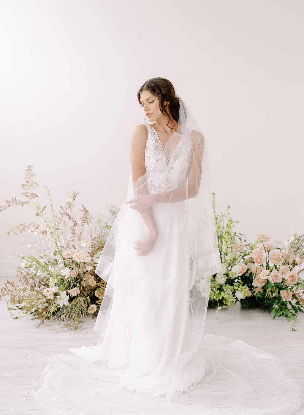 "Organza edge veil with blusher, cathedral length - Style #2360"