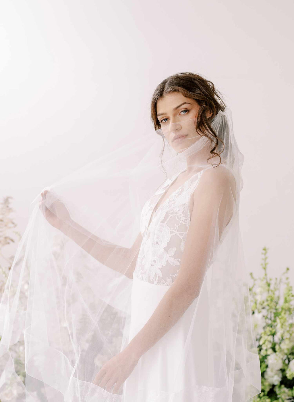 "Organza edge veil with blusher, cathedral length - Style #2360"