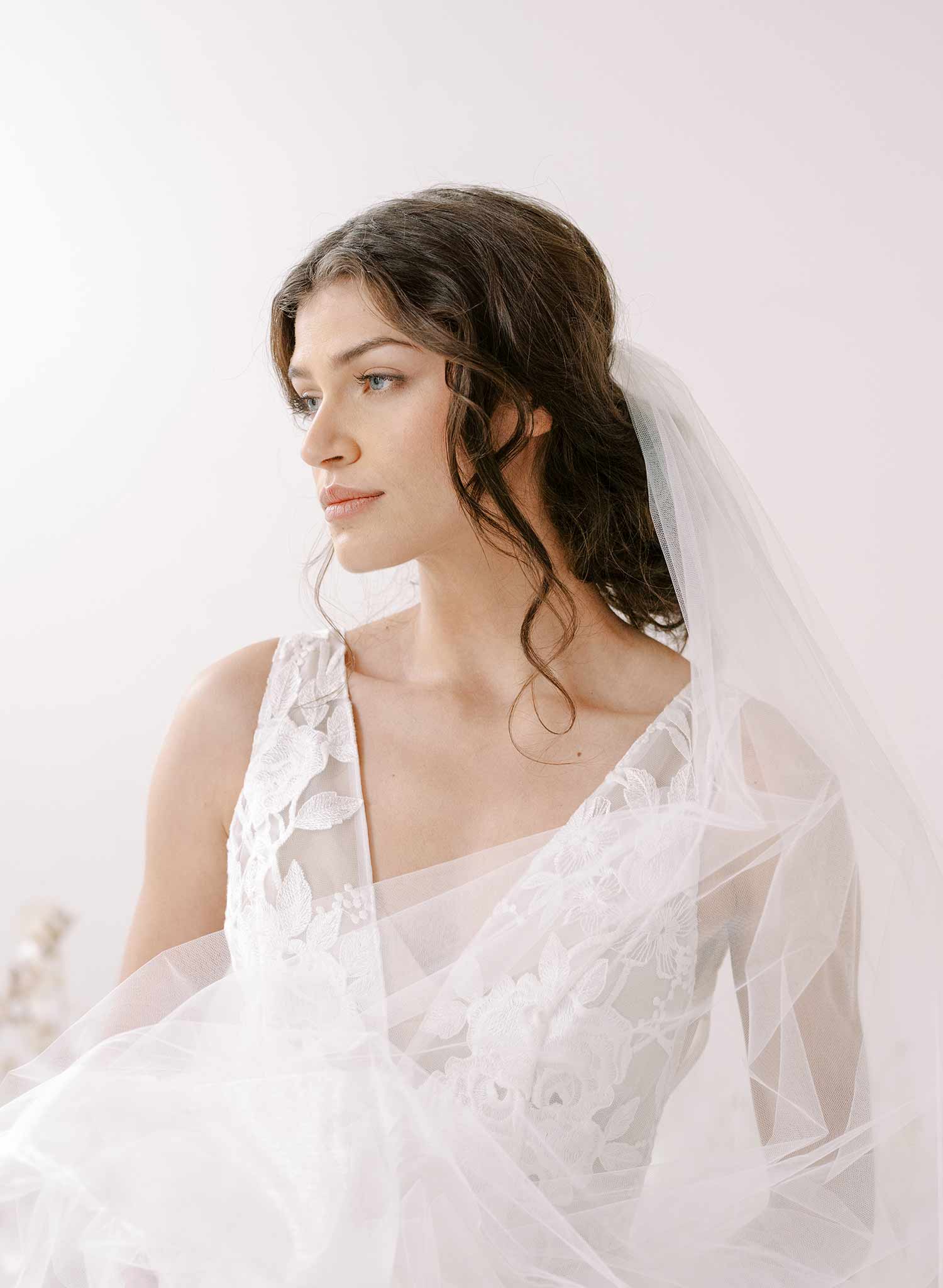 "Organza edge veil with blusher, cathedral length - Style #2360"