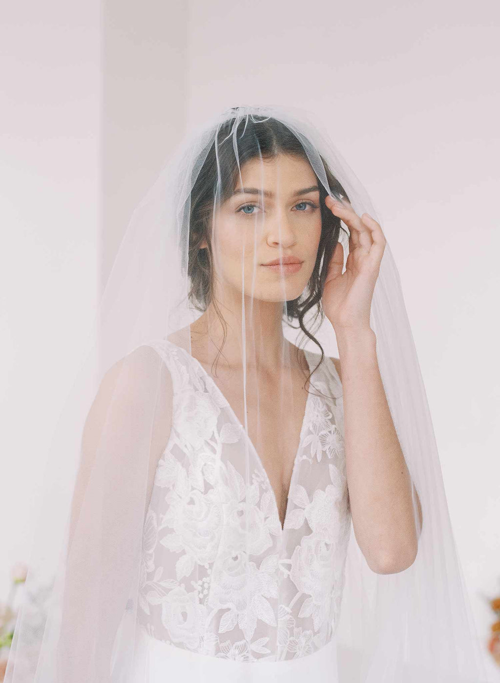 "Organza edge veil with blusher, cathedral length - Style #2360"