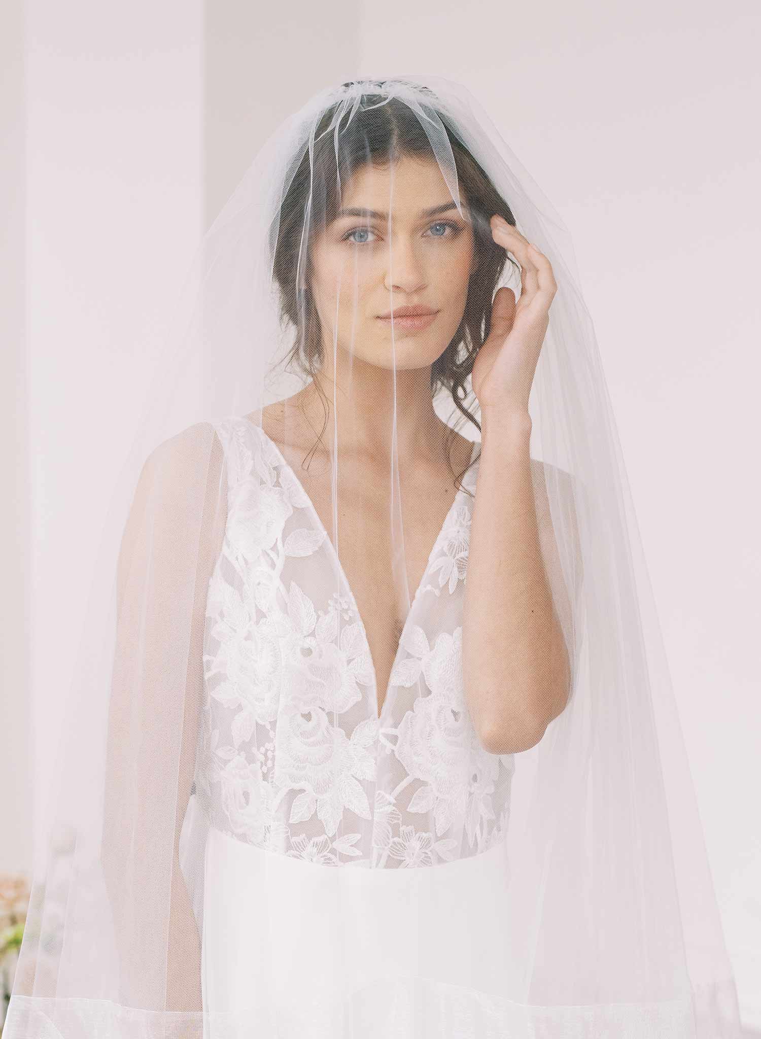 "Organza edge veil with blusher, cathedral length - Style #2360"