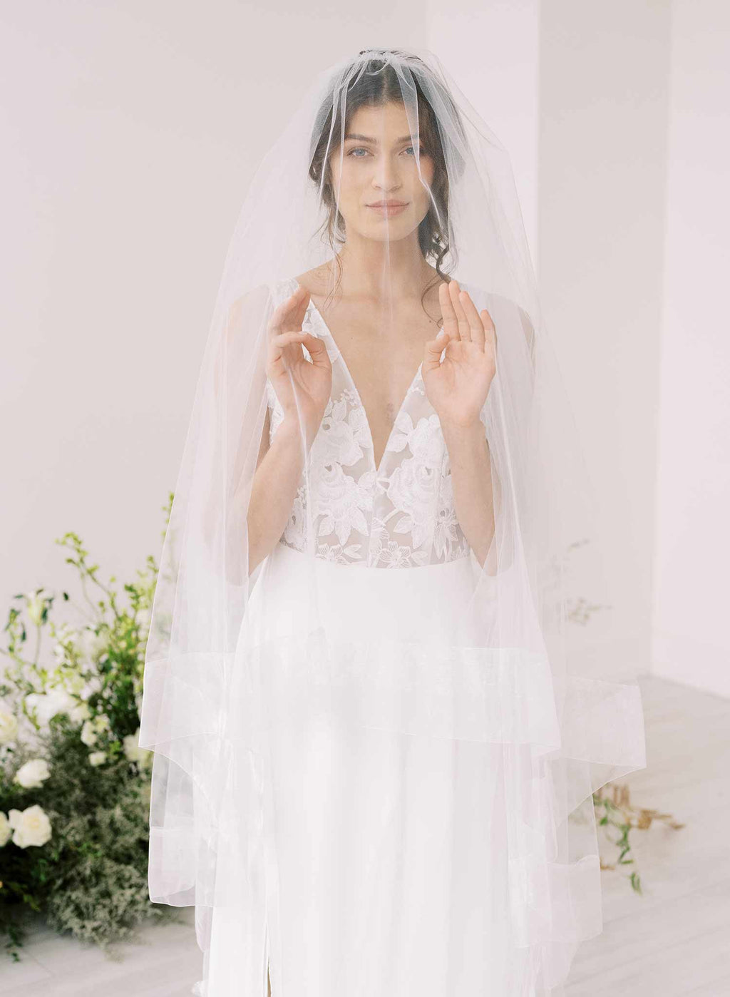 "Organza edge veil with blusher, cathedral length - Style #2360"
